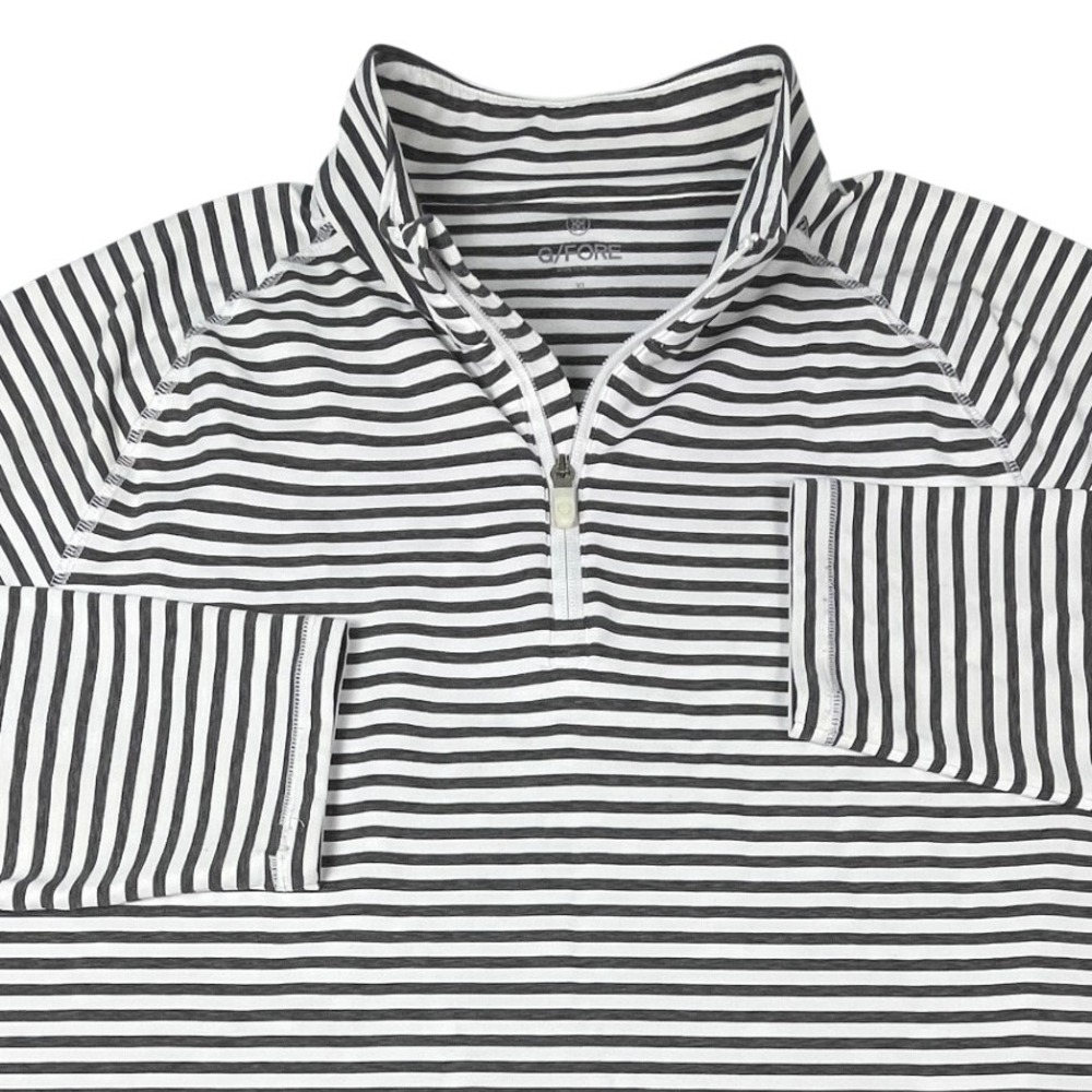 G/FORE Pullover Mens XL White Black Striped Quarter Zip Golf Performance Top